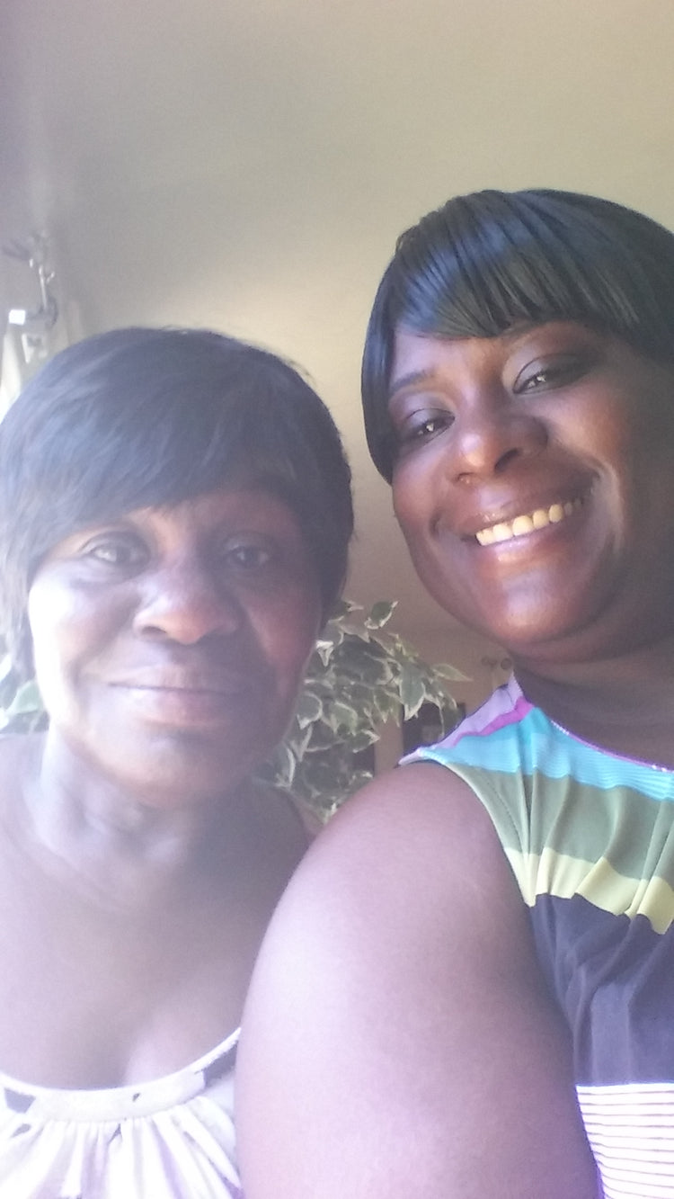 The founder and her mother smiling together